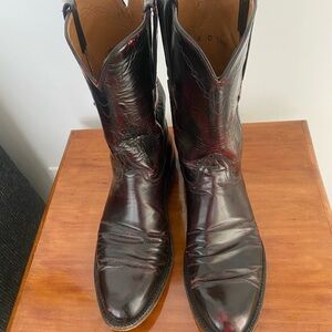 Lucchese Handmade Cordovan Cherry Leather Cowboy Boots Men's 9